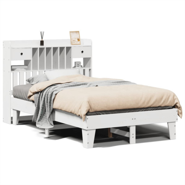 Rama łóżka bez materaca biała 135x190 cm lite drewno sosnowe 478269