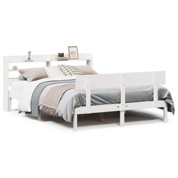 Rama łóżka bez materaca biała 135x190 cm lite drewno sosnowe 478582
