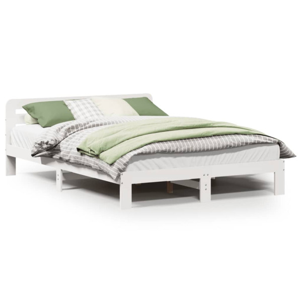 Rama łóżka bez materaca biała 135x190 cm lite drewno sosnowe 478689