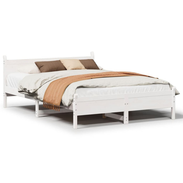 Rama łóżka bez materaca biała 135x190 cm lite drewno sosnowe 478998