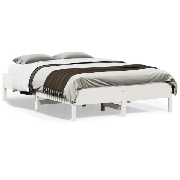 Rama łóżka bez materaca biała 135x190 cm lite drewno sosnowe 475658