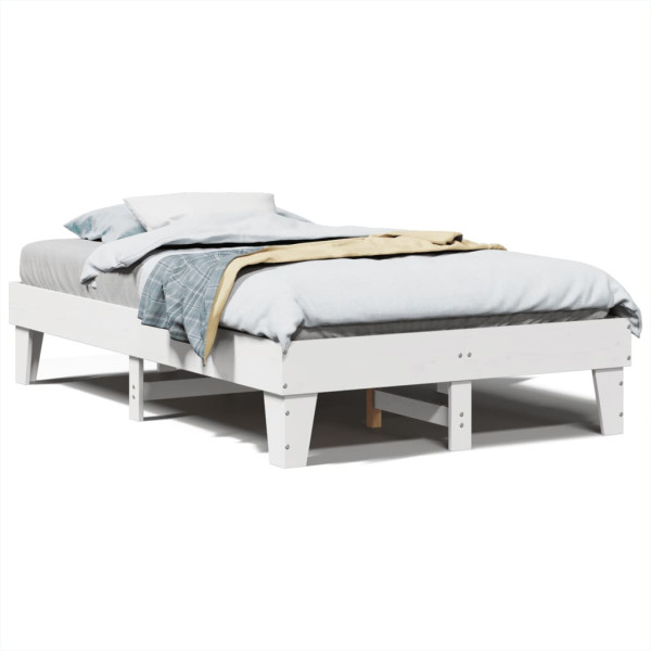 Rama łóżka bez materaca biała 135x190 cm lite drewno sosnowe 480170