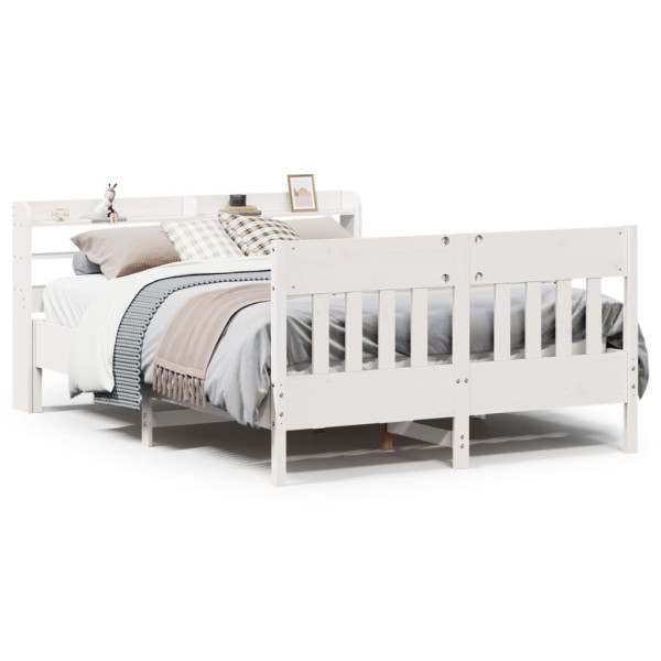 Rama łóżka bez materaca biała 135x190 cm lite drewno sosnowe 477149