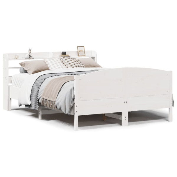 Rama łóżka bez materaca biała 135x190 cm lite drewno sosnowe 477172