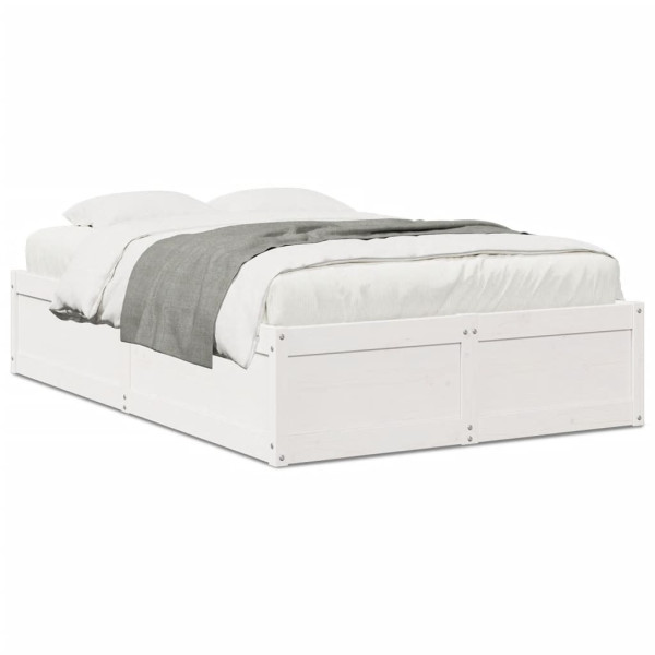 Rama łóżka bez materaca biała 135x190 cm lite drewno sosnowe 477571