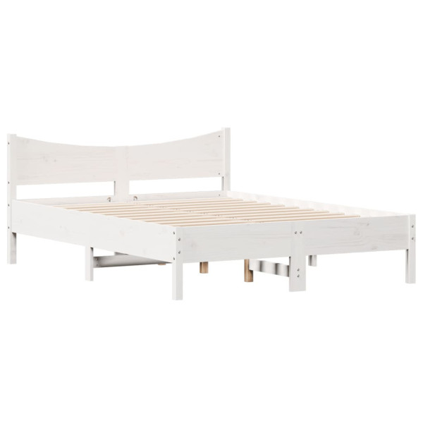Rama łóżka bez materaca biała 140x190 cm lite drewno sosnowe 477627