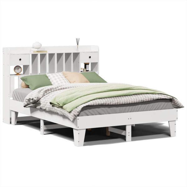 Rama łóżka bez materaca biała 140x190 cm lite drewno sosnowe 478748