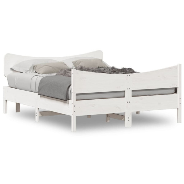 Rama łóżka bez materaca biała 140x190 cm lite drewno sosnowe 479181
