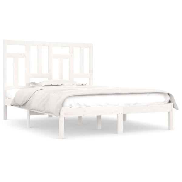 Rama łóżka bez materaca biała 140x190 cm lite drewno sosnowe 479309