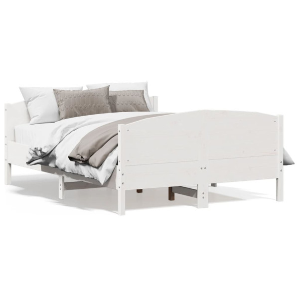 Rama łóżka bez materaca biała 140x190 cm lite drewno sosnowe 476038