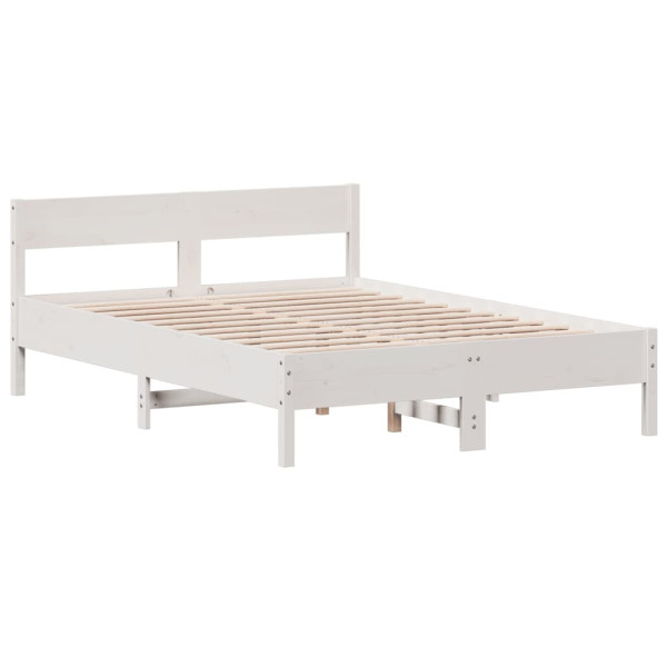 Rama łóżka bez materaca biała 150x200 cm lite drewno sosnowe 475157