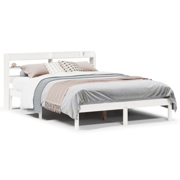 Rama łóżka bez materaca biała 150x200 cm lite drewno sosnowe 479477