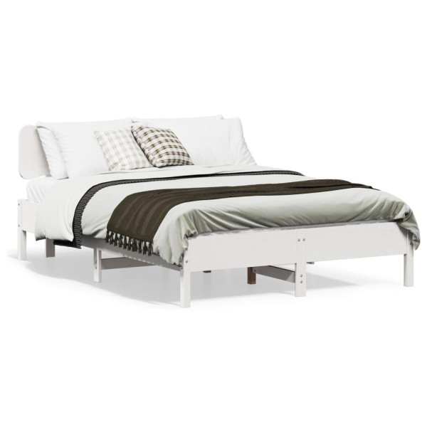 Rama łóżka bez materaca biała 150x200 cm lite drewno sosnowe 479626