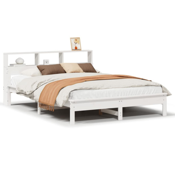 Rama łóżka bez materaca biała 150x200 cm lite drewno sosnowe 476705