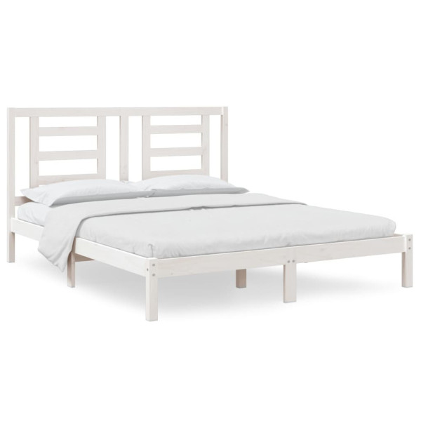 Rama łóżka bez materaca biała 160x200 cm lite drewno sosnowe 479858