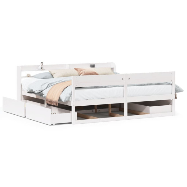 Rama łóżka bez materaca biała 180x200 cm lite drewno sosnowe 479219