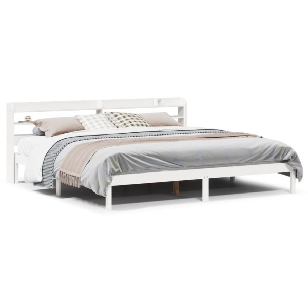 Rama łóżka bez materaca biała 180x200 cm lite drewno sosnowe 479997