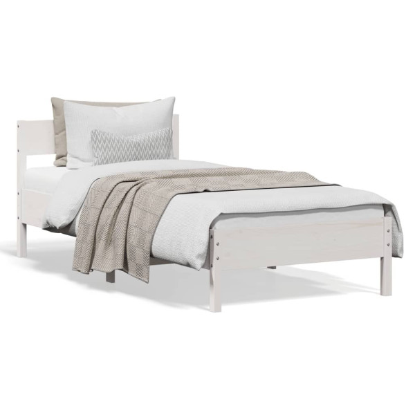 Rama łóżka bez materaca biała 75x190 cm lite drewno sosnowe 475132
