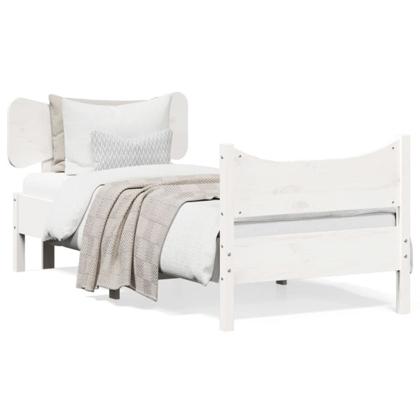 Rama łóżka bez materaca biała 75x190 cm lite drewno sosnowe 477589