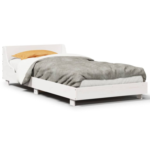 Rama łóżka bez materaca biała 75x190 cm lite drewno sosnowe 478739