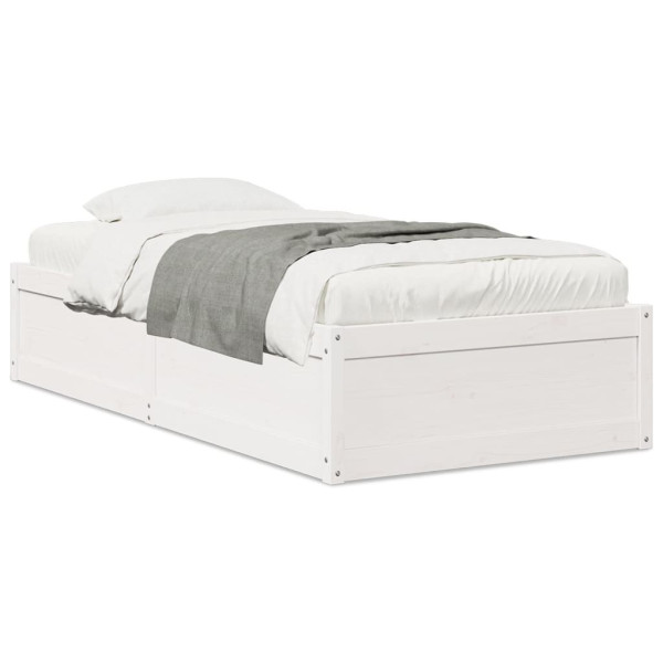 Rama łóżka bez materaca biała 75x190 cm lite drewno sosnowe 478816