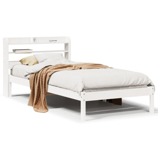 Rama łóżka bez materaca biała 75x190 cm lite drewno sosnowe 478883