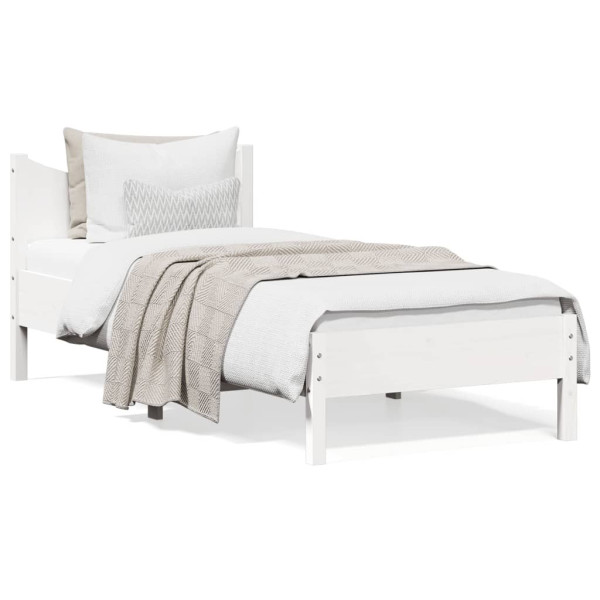 Rama łóżka bez materaca biała 75x190 cm lite drewno sosnowe 479079