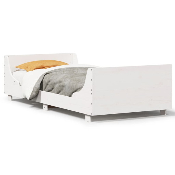 Rama łóżka bez materaca biała 75x190 cm lite drewno sosnowe 479865