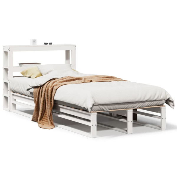 Rama łóżka bez materaca biała 75x190 cm lite drewno sosnowe 480320