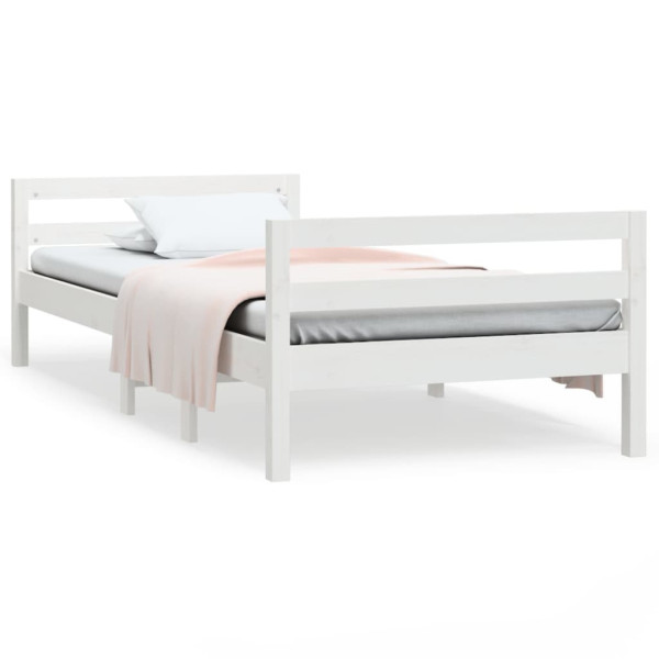 Rama łóżka bez materaca biała 75x190 cm lite drewno sosnowe 475922