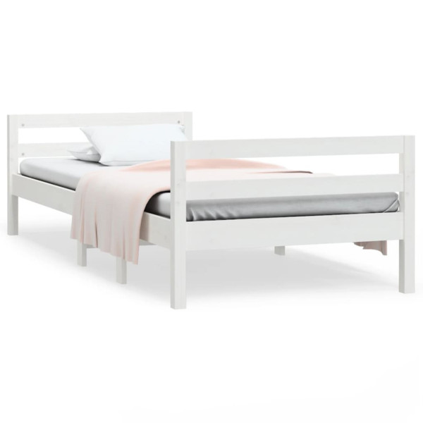 Rama łóżka bez materaca biała 90x190 cm lite drewno sosnowe 475317