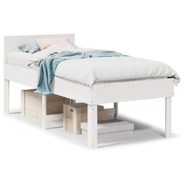 Rama łóżka bez materaca biała 90x190 cm lite drewno sosnowe 478444