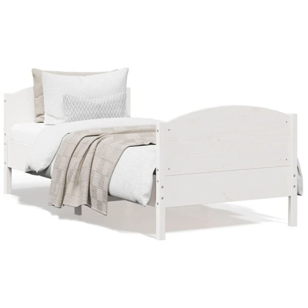 Rama łóżka bez materaca biała 90x200 cm lite drewno sosnowe 475121