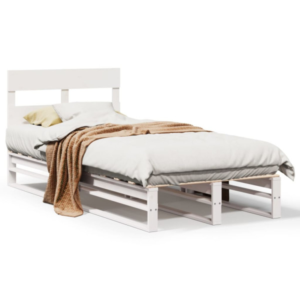 Rama łóżka bez materaca biała 90x200 cm lite drewno sosnowe 478853