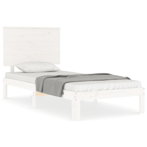 Rama łóżka bez materaca biała 90x200 cm lite drewno sosnowe 476613
