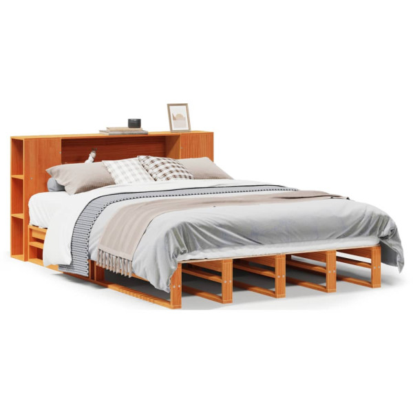 Rama łóżka bez materaca woskowy brąz 135x190 cm lite drewno 476610