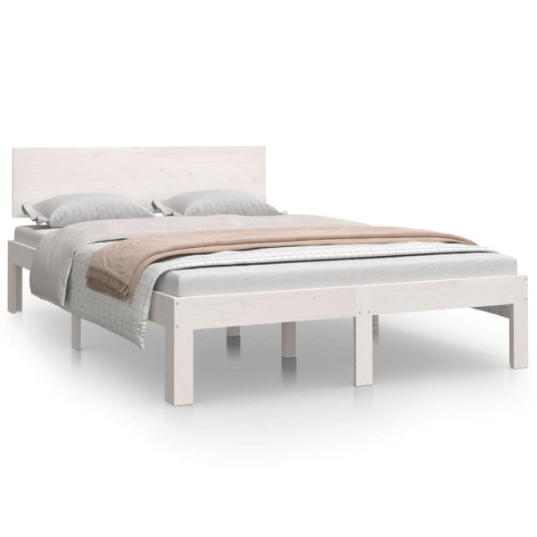 Rama łóżka biała lite drewno 120x190 cm podwójna 475770