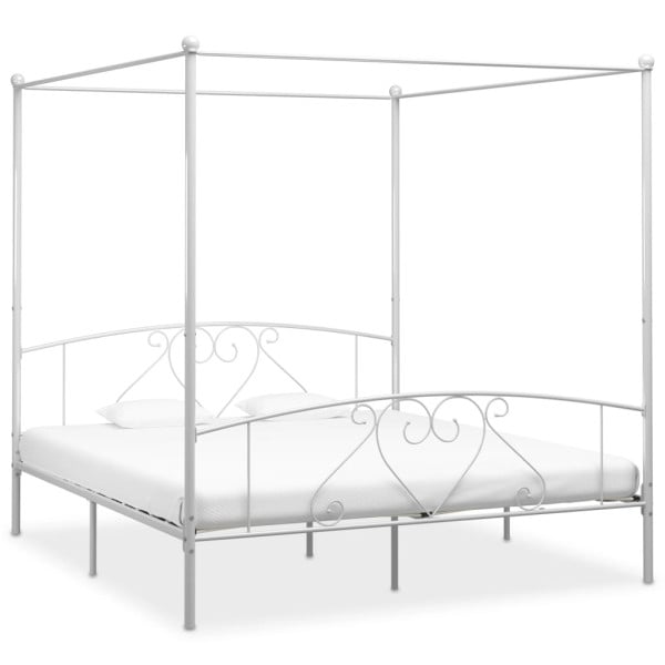 Rama łóżka Biały 200 x 200 cm Metal vidaXL 501630