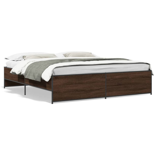 Rama łóżka brązowy dąb 200x200 cm materiał drewnopochodny 475081