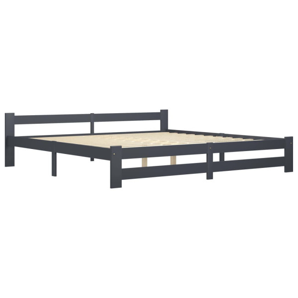 Rama łóżka ciemnoszara lite drewno sosnowe 200 x 200 cm 469330