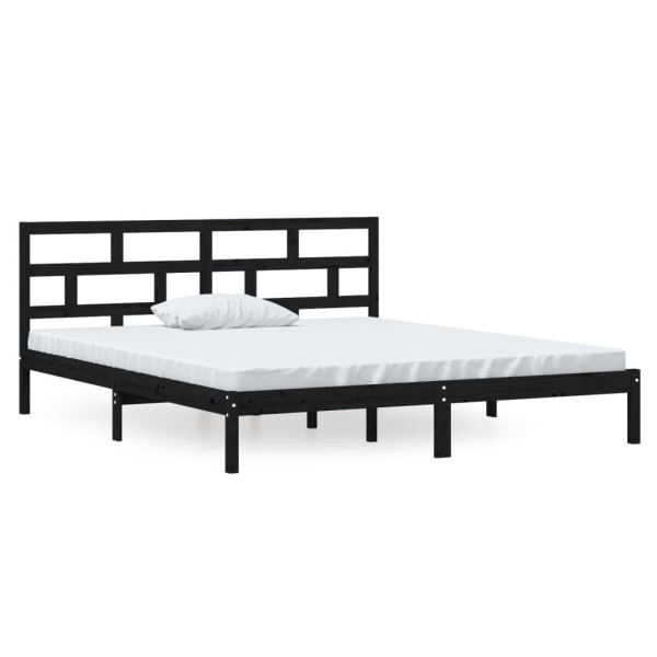 Rama łóżka czarna 135x190 cm lite drewno 478409