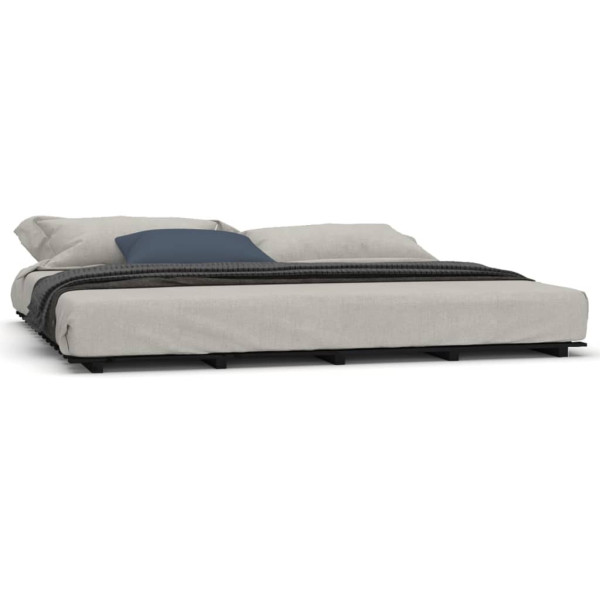 Rama łóżka czarna 200 x 200 cm lite drewno sosnowe 478518