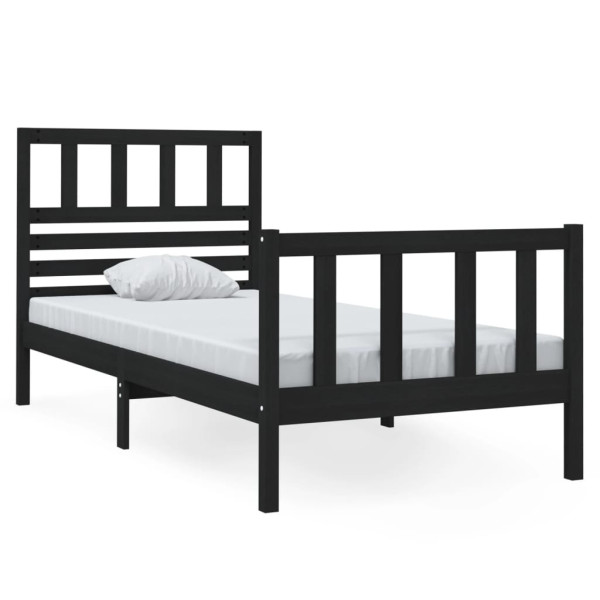 Rama łóżka czarna 75x190 cm lite drewno 478441