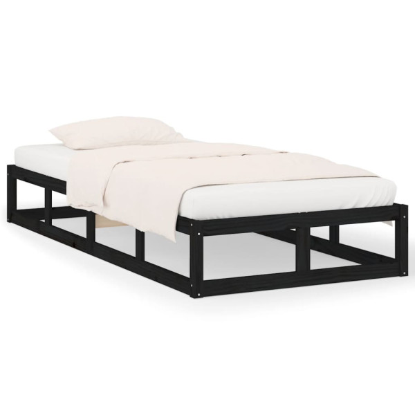 Rama łóżka czarna 75x190 cm lite drewno 480095
