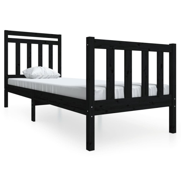 Rama łóżka czarna 75x190 cm lite drewno 435811
