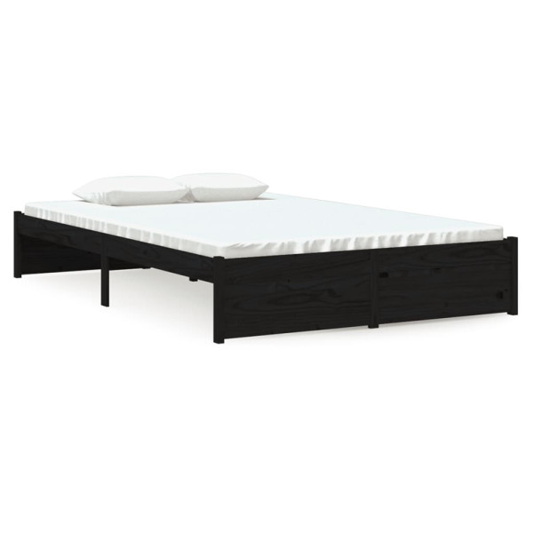 Rama łóżka czarna lite drewno 120x190 cm podwójna 477784
