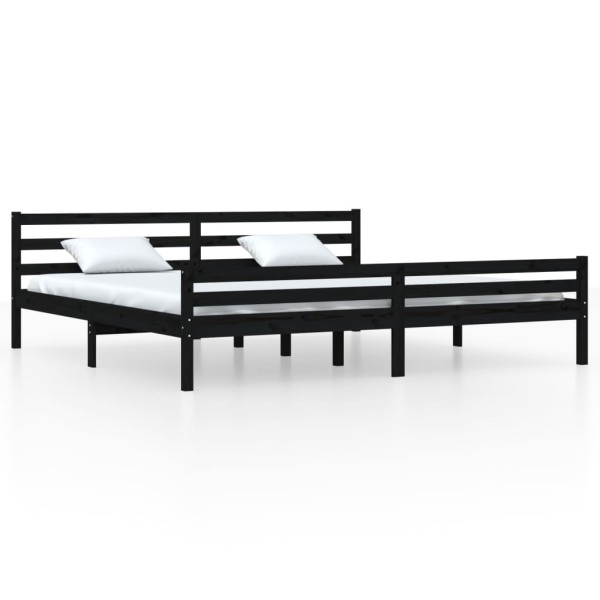 Rama łóżka czarna lite drewno 200 x 200 cm 475913