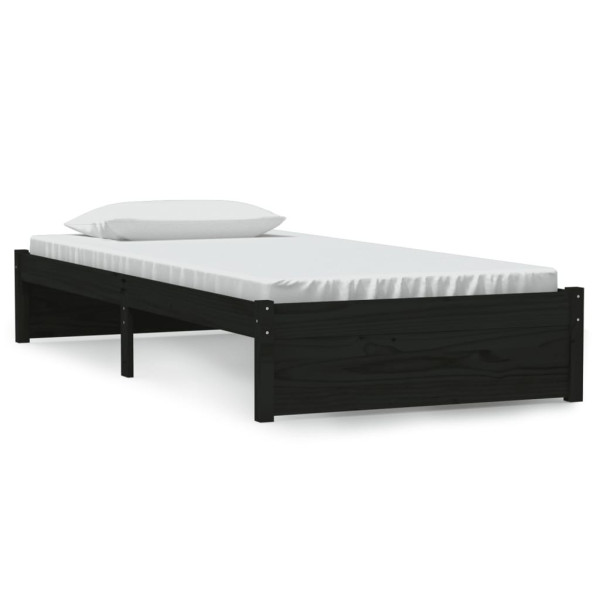 Rama łóżka czarna lite drewno 90x190 cm pojedyncza 479983