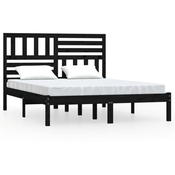 Rama łóżka czarna lite drewno sosnowe 140x190 cm 477550