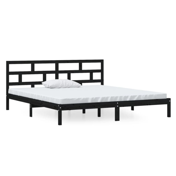Rama łóżka czarna lite drewno sosnowe 140x190 cm 479936